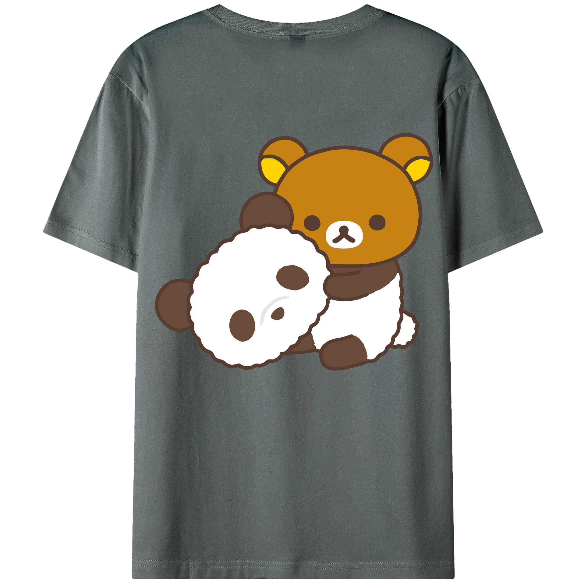 （画像用） リラックマ リラックマ キイロイトリ Rilakkuma Korilakkuma Kiiroitori 綿100％ メンズ半袖Tシャツ（バックプリント） 通気性